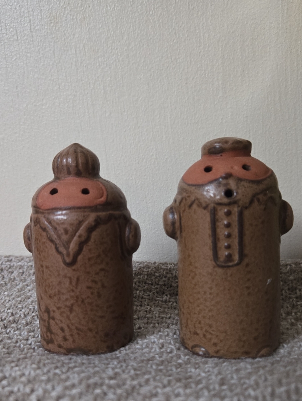 HH Brown Ceramic Salt and Pepper Shakers - Set of 2